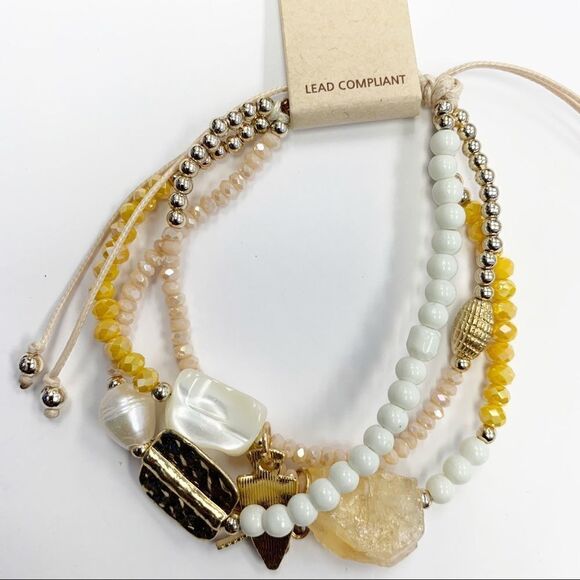 Dragonfly Multi Stone Beaded Charm Bracelet, Adjustable One Size - Picture 7 of 7